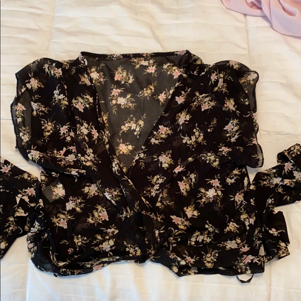 Very cute floral wrap blouse